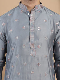 Anouk Floral Embroidered Regular Thread Work Straight Kurta With Churidar
