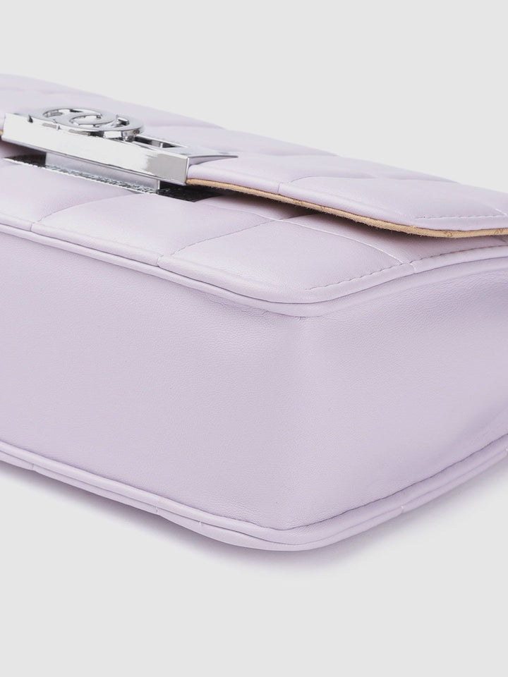 Lino Perros Women Lavender Solid Quilted Structured Sling Bag