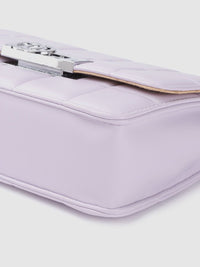 Lino Perros Women Lavender Solid Quilted Structured Sling Bag