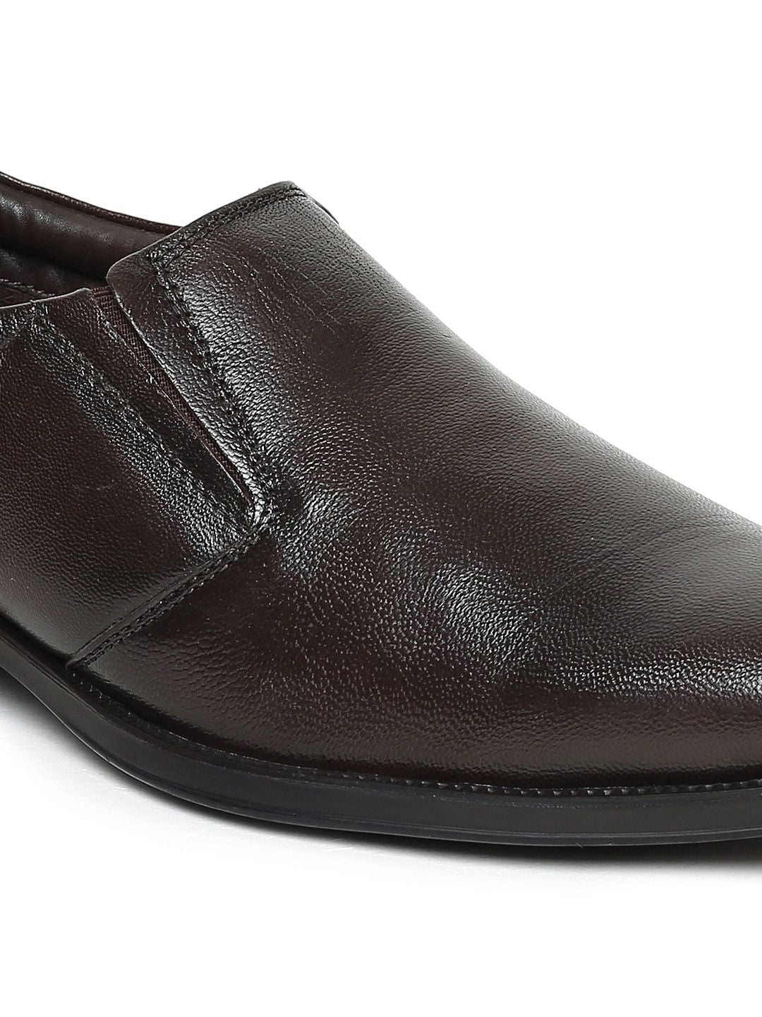 Red Chief Men Brown Leather Formal Slip-On Shoes
