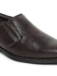 Red Chief Men Brown Leather Formal Slip-On Shoes