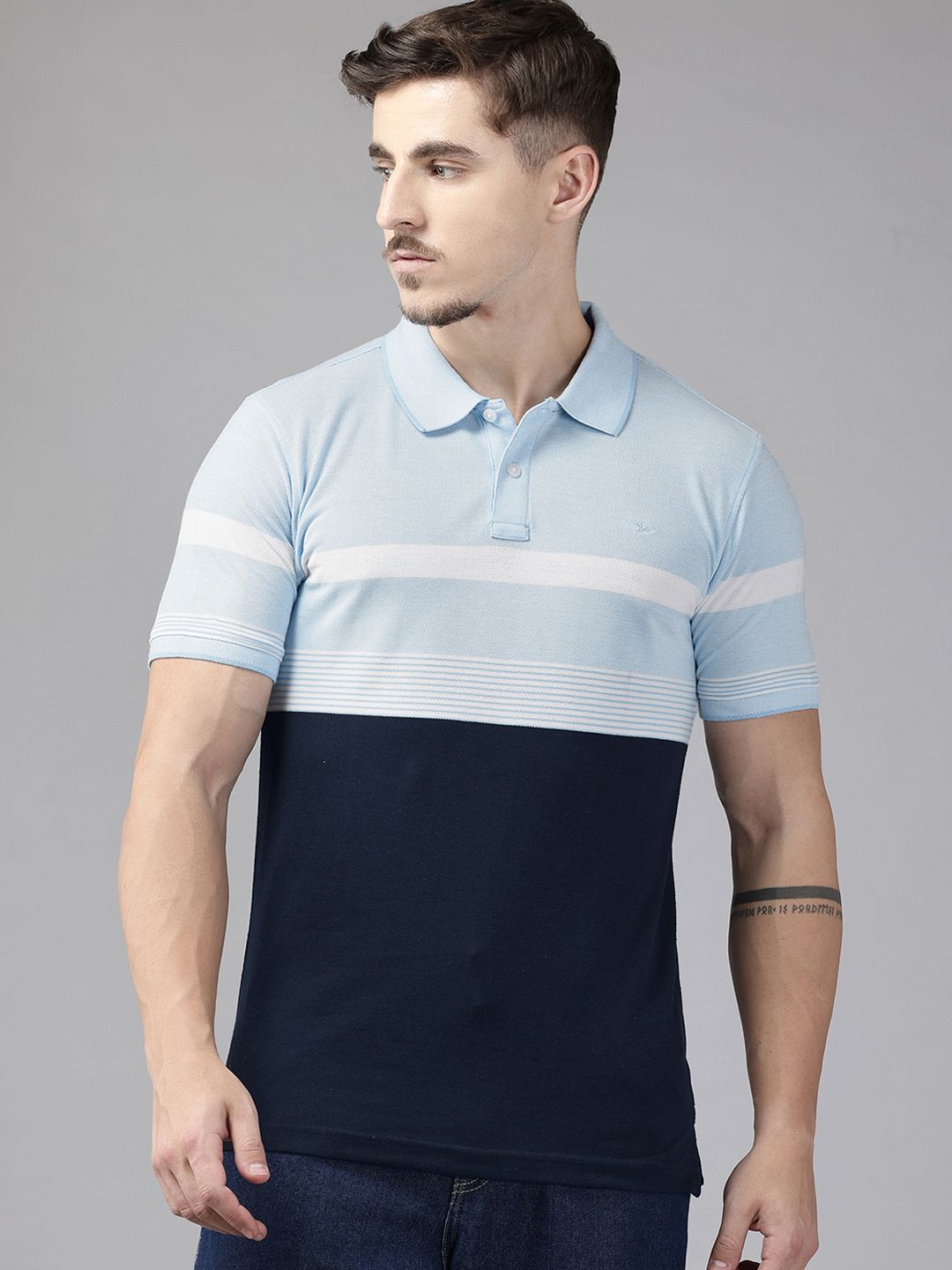 Park Avenue Striped Polo Collar T-shirt