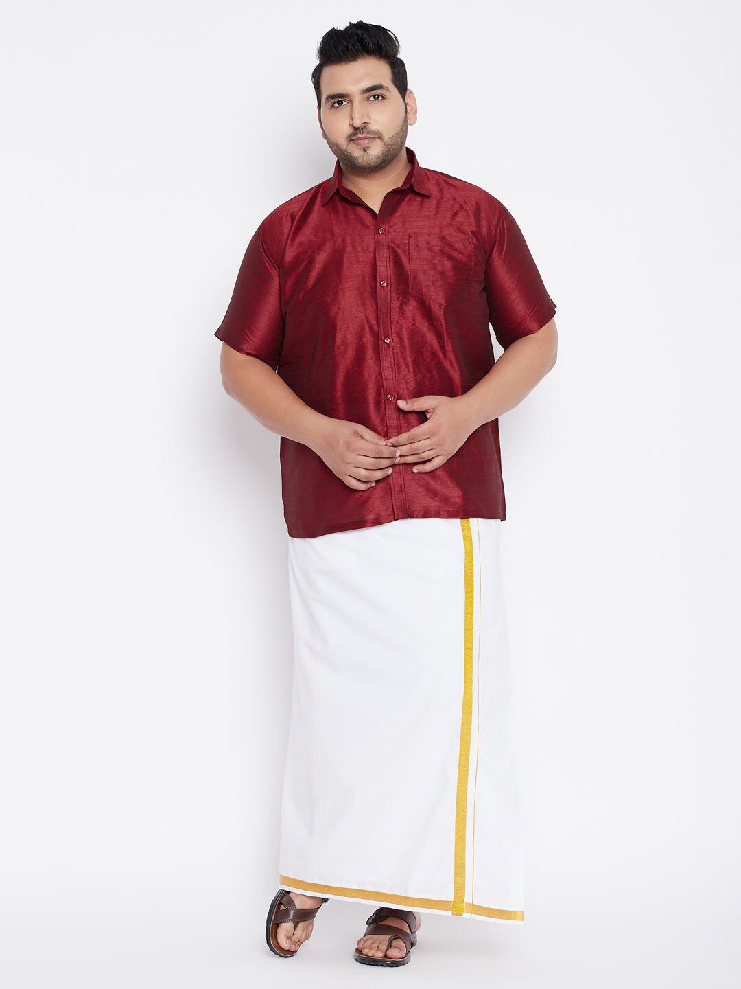 VASTRAMAY Plus Size Men Maroon Premium Casual Shirt