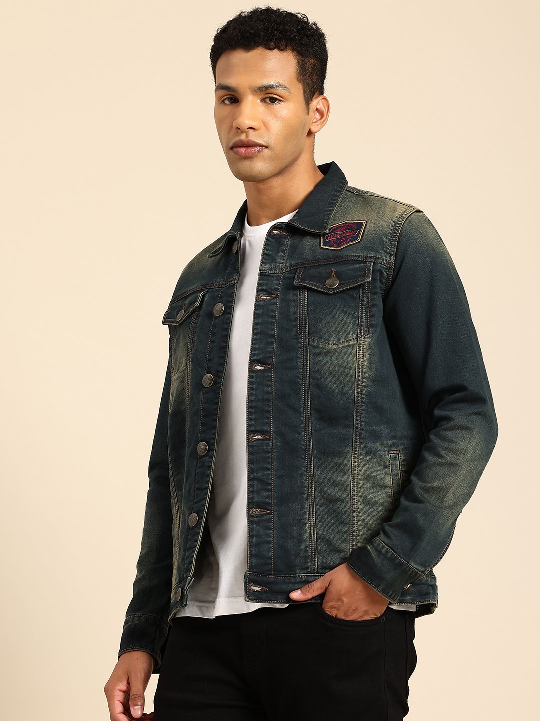 Being Human Washed Denim Jacket with Inner Pockets