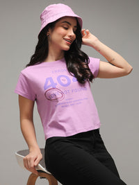 DILLINGER Women Regular Cropped Crew Neck Printed Tshirt