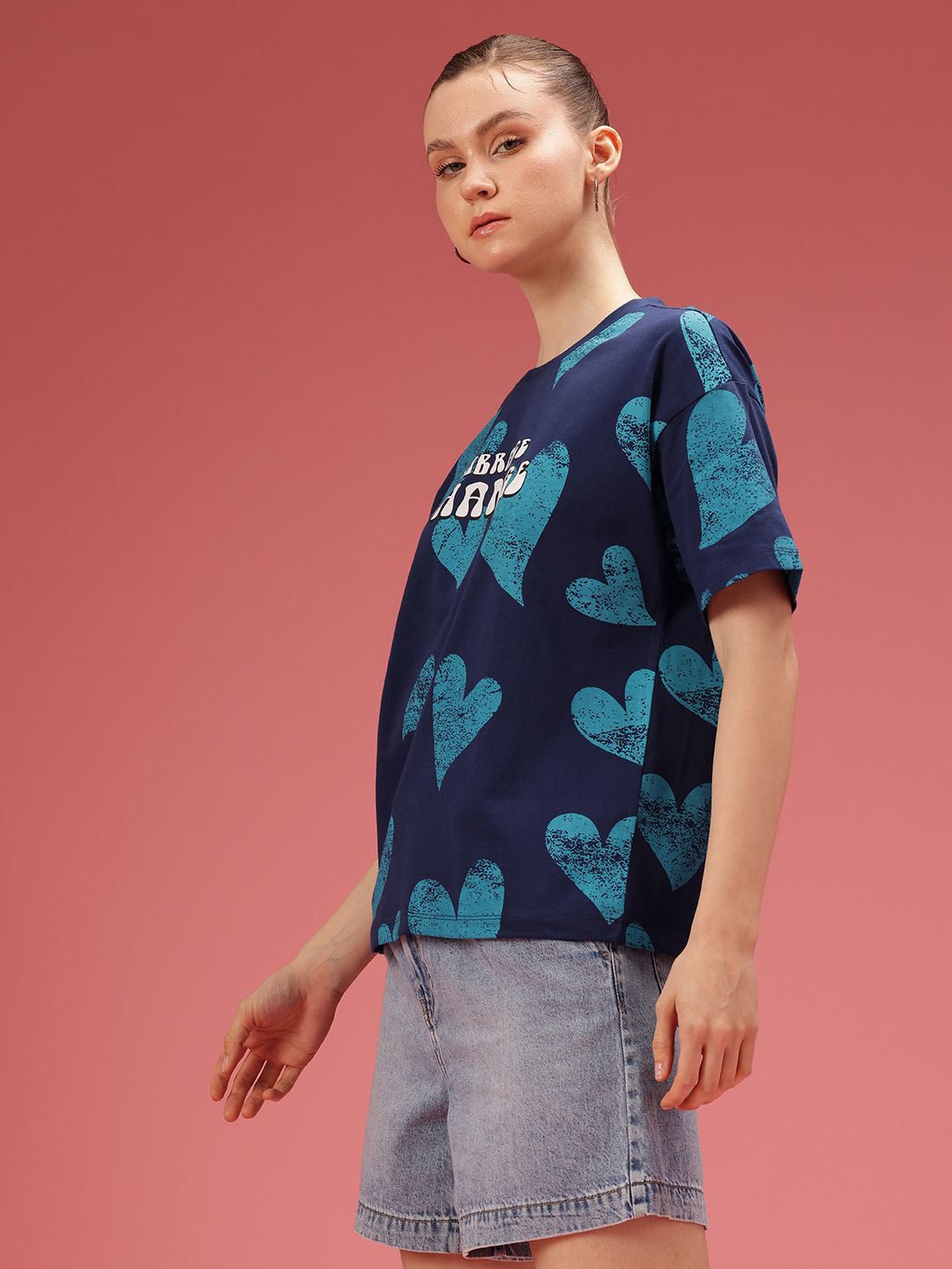 DressBerry Pure Cotton Graphic Printed Relaxed Fit T-shirt