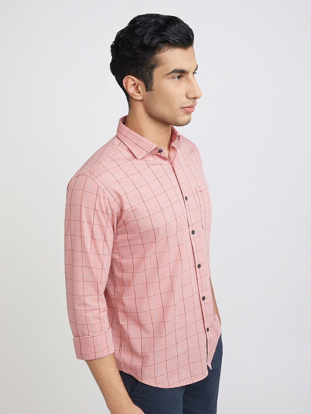 Park Avenue Men Slim Fit Tartan Checks Opaque Pure Cotton Casual Shirt