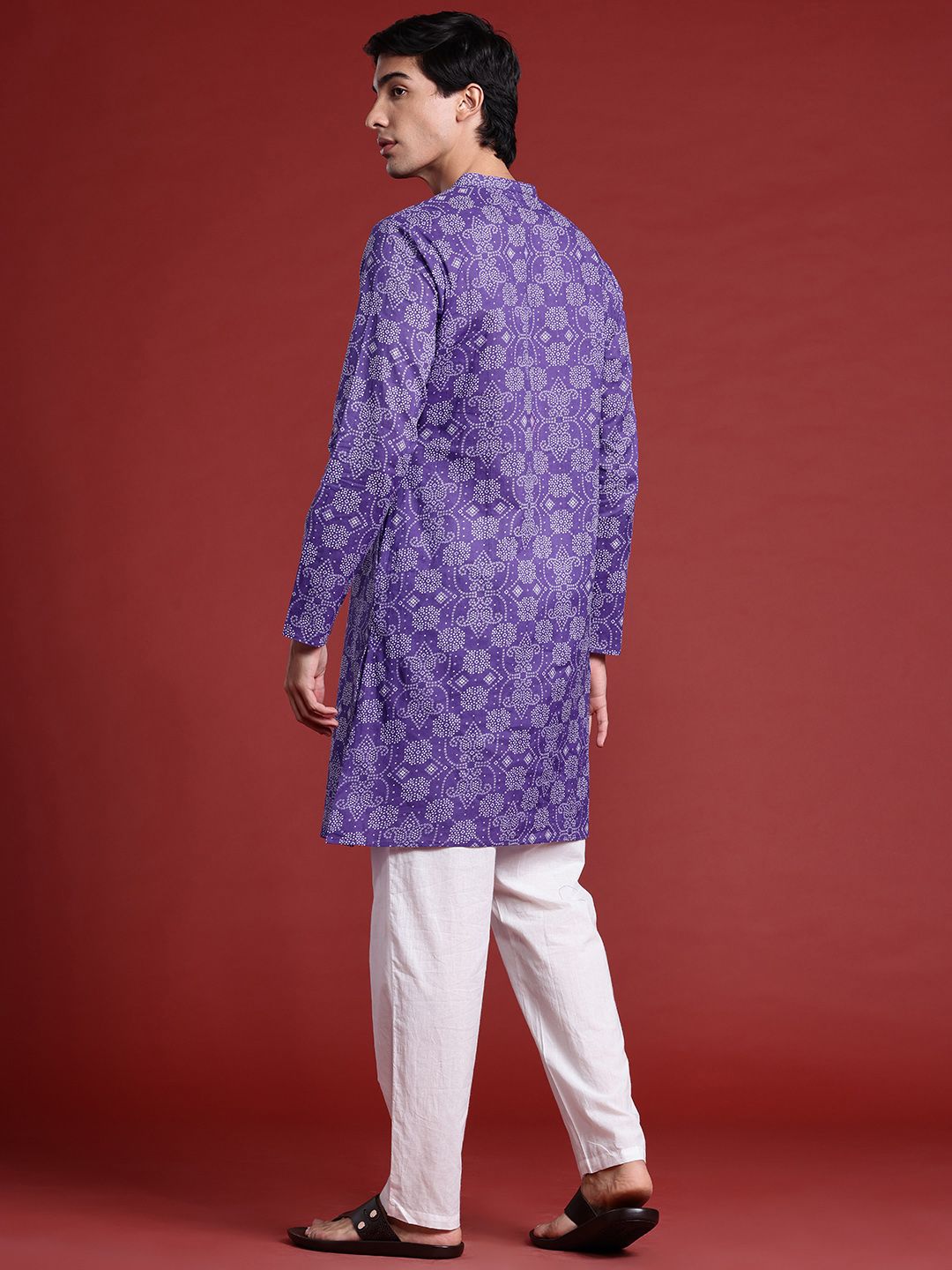 Anouk Bandhani Printed Regular Pure Cotton Kurta with Trousers