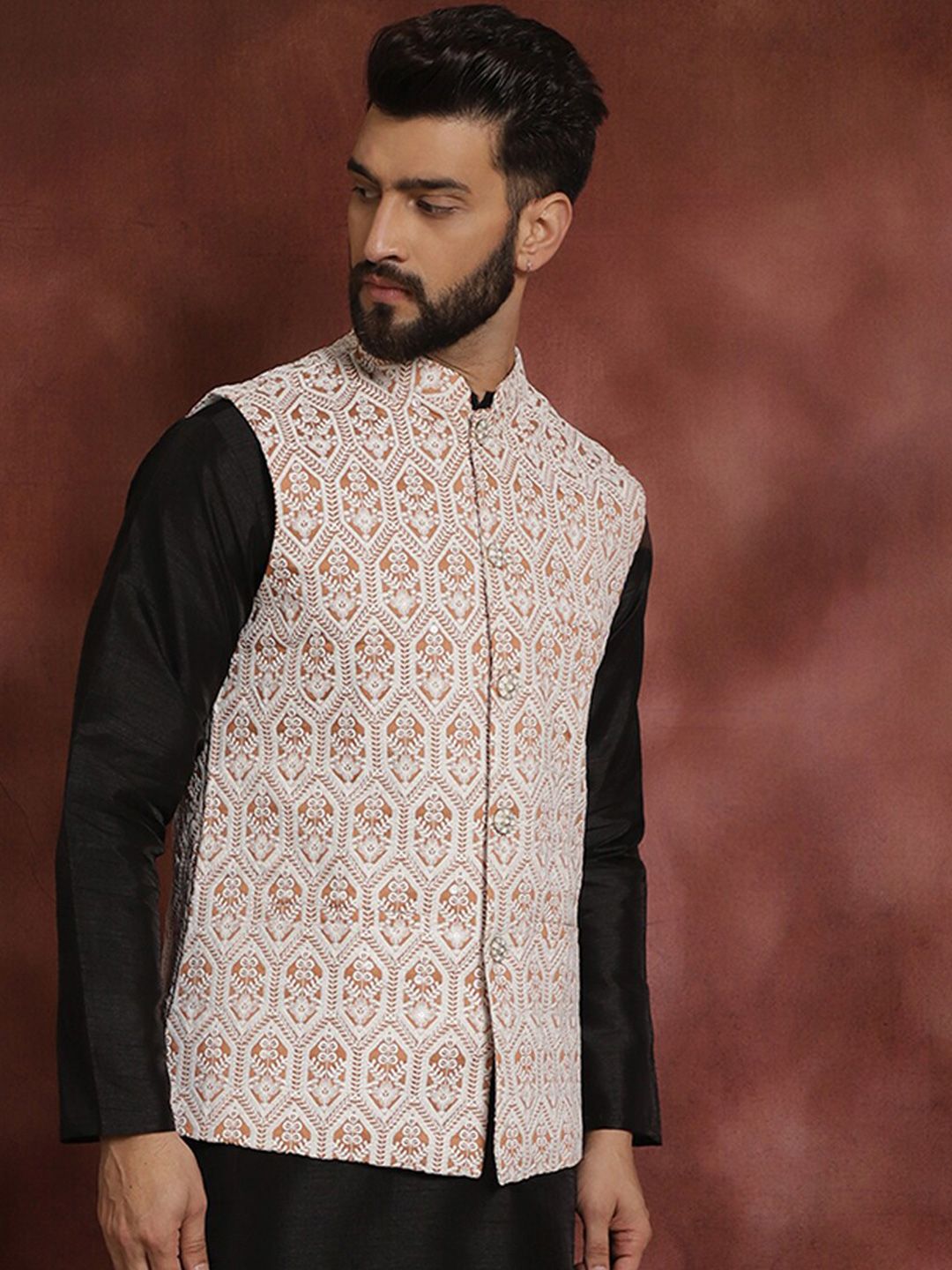 Jaket Nehru Kolar Mandarin Bersulam Warna Pic Anouk