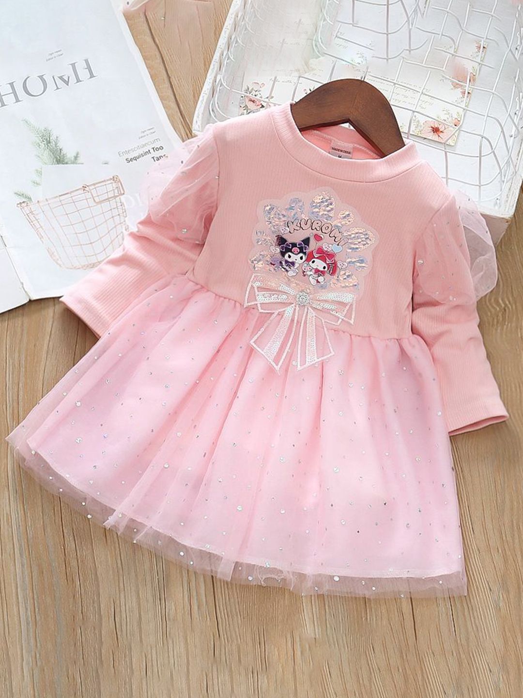 YK Girls Embellished Cotton Fit & Flare Dress