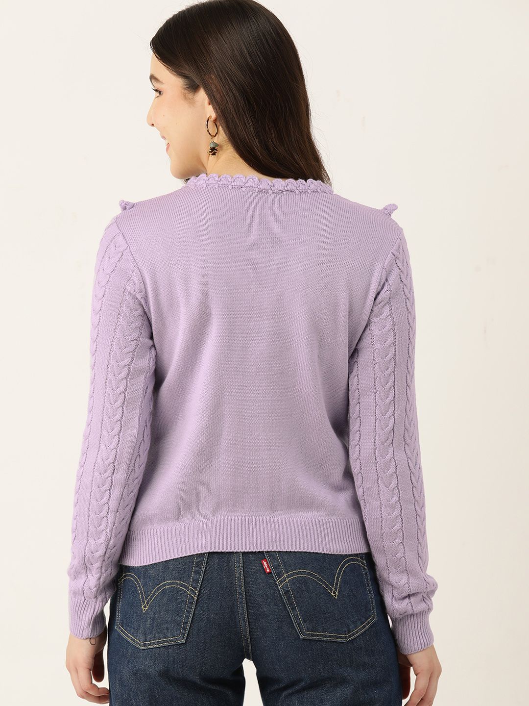 DressBerry Above The Keyboard Collar Cable Knit Pullover