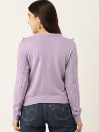 DressBerry Above The Keyboard Collar Cable Knit Pullover