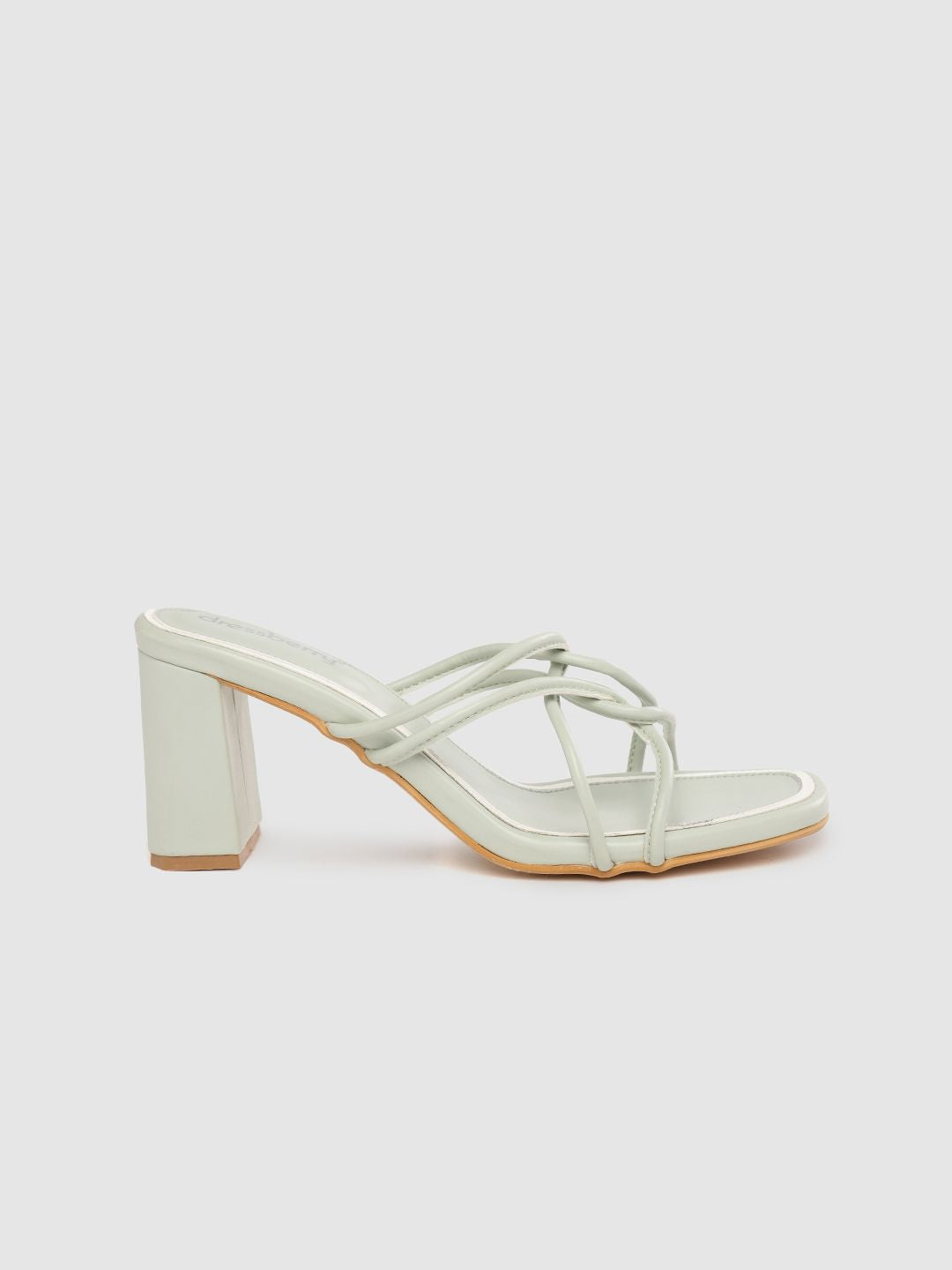 DressBerry Sea Green Solid Block Heels