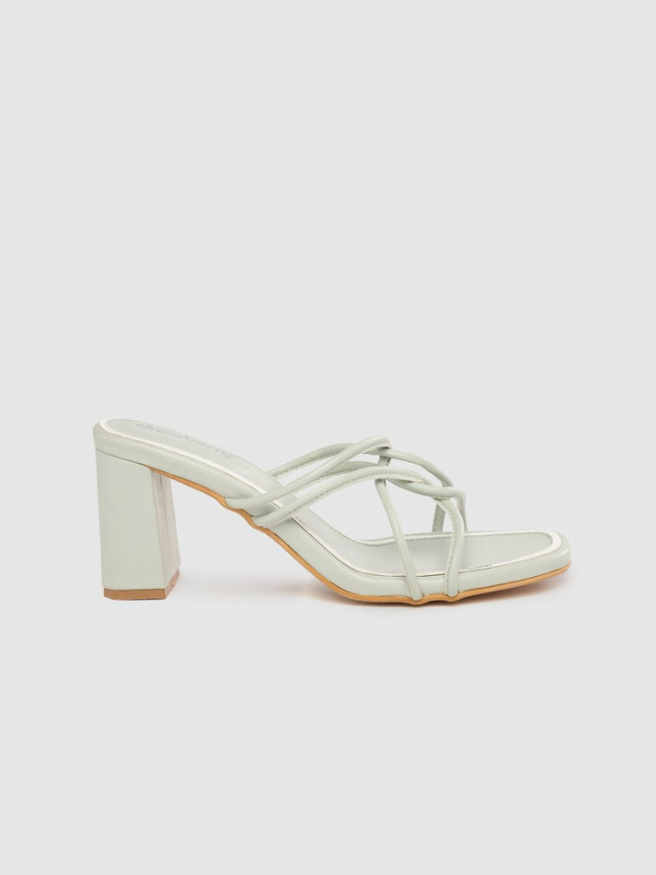 DressBerry Sea Green Solid Block Heels