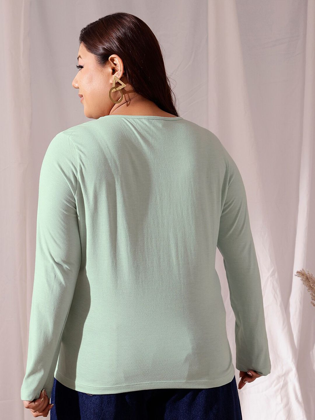 CURVY STREET Plus Size V-Neck Cotton T-shirt