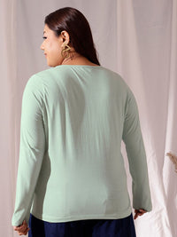 CURVY STREET Plus Size V-Neck Cotton T-shirt