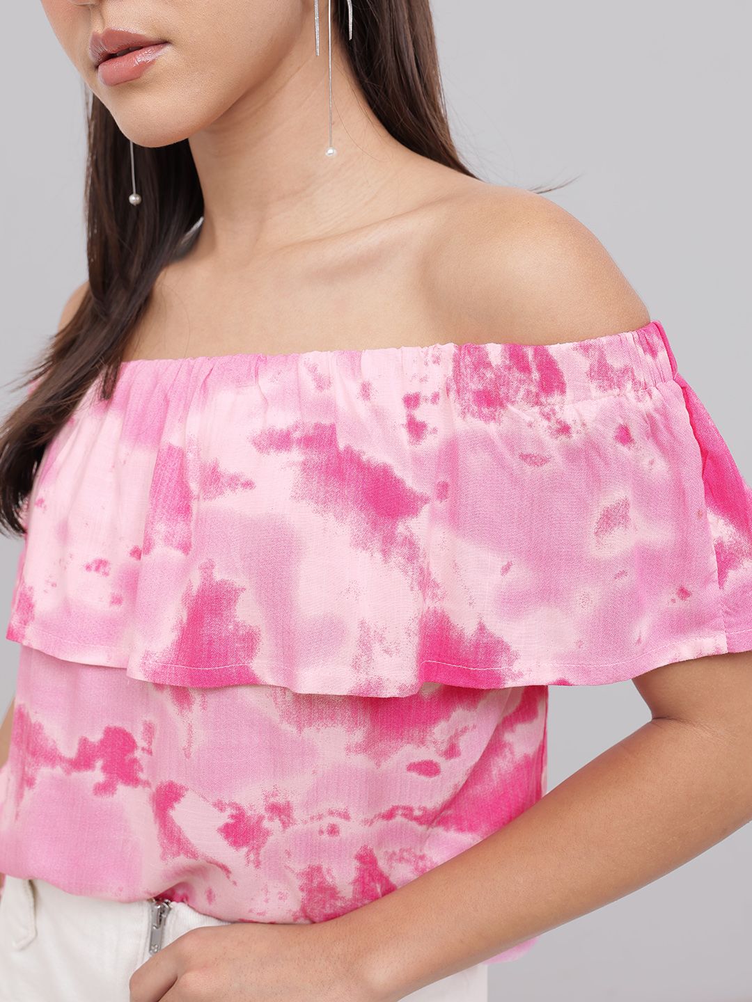 DressBerry Vibrant And Trendy Dyed Off-Shoulder Bardot Top