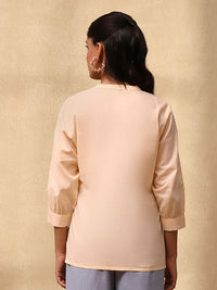 Rumah Chikankari Wanita Beige Cotton Chikankari Bordir Top