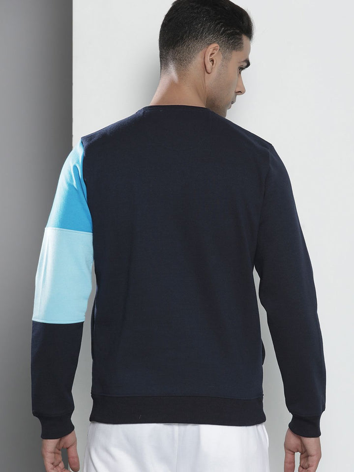 The Indian Garage Co Men Navy Blue Colourblocked Sweatshirt
