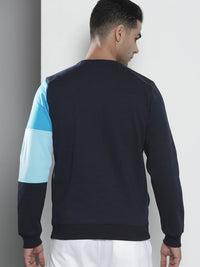 The Indian Garage Co Men Navy Blue Colourblocked Sweatshirt