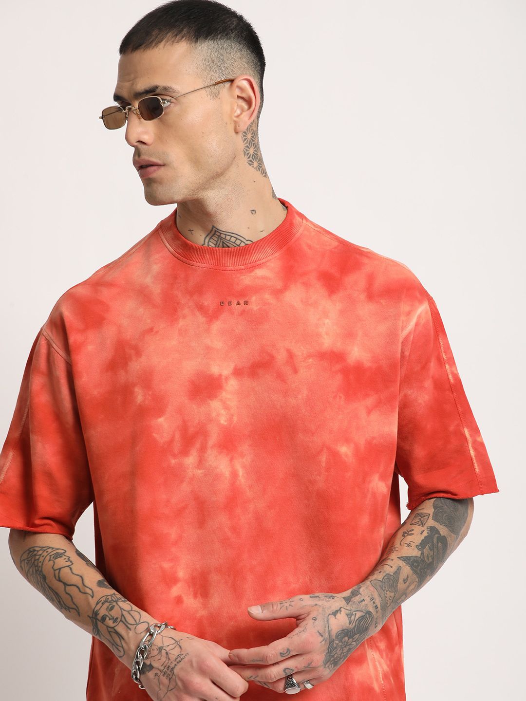 THE BEAR HOUSE Men Tie & Dye Loose Fit Cotton T-Shirt