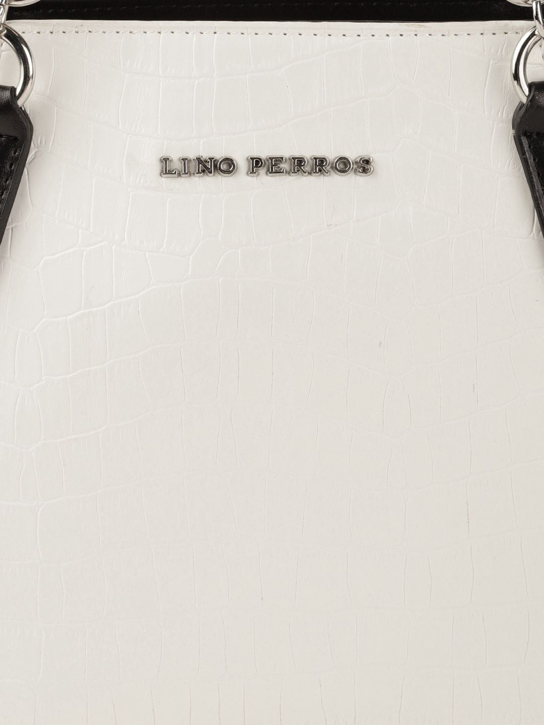 Lino Perros White Textured PU Structured Handheld Bag
