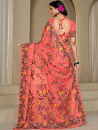 KALINI Orange Pure Cotton Woven Design Sarees