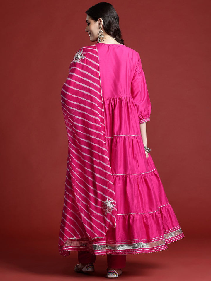 Anouk Women Tiered Gotta Patti Kurta with Salwar & With Dupatta