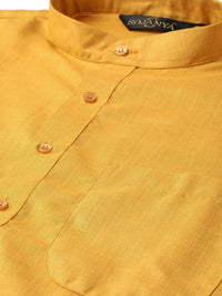SOJANYA Lelaki Mustard Kuning Solid Kurta Lurus