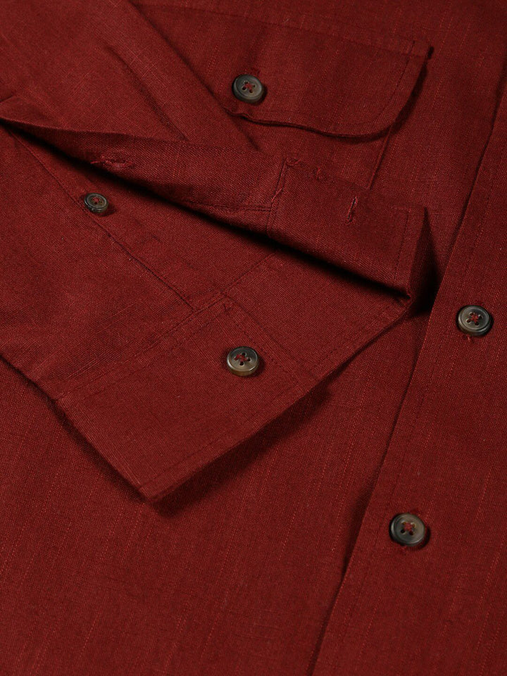 Thomas Scott Classic Cuban Collar Cotton Linen Casual Shacket