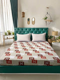 Myntra Elegant Homes Beige & Brown Geometric 400 TC King Bedsheet dengan 2 Sarung Bantal