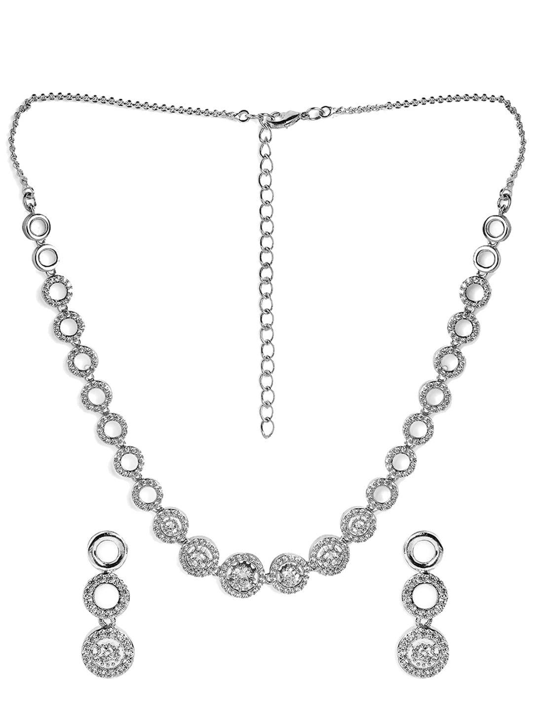 Rubans Rodium-Plated Cubic Zirconia-Studded Minimal Statement Jewellery Set