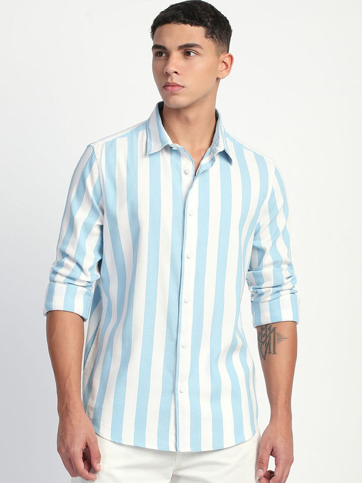 THE BEAR HOUSE Men Slim Fit Striped Casual Shirt