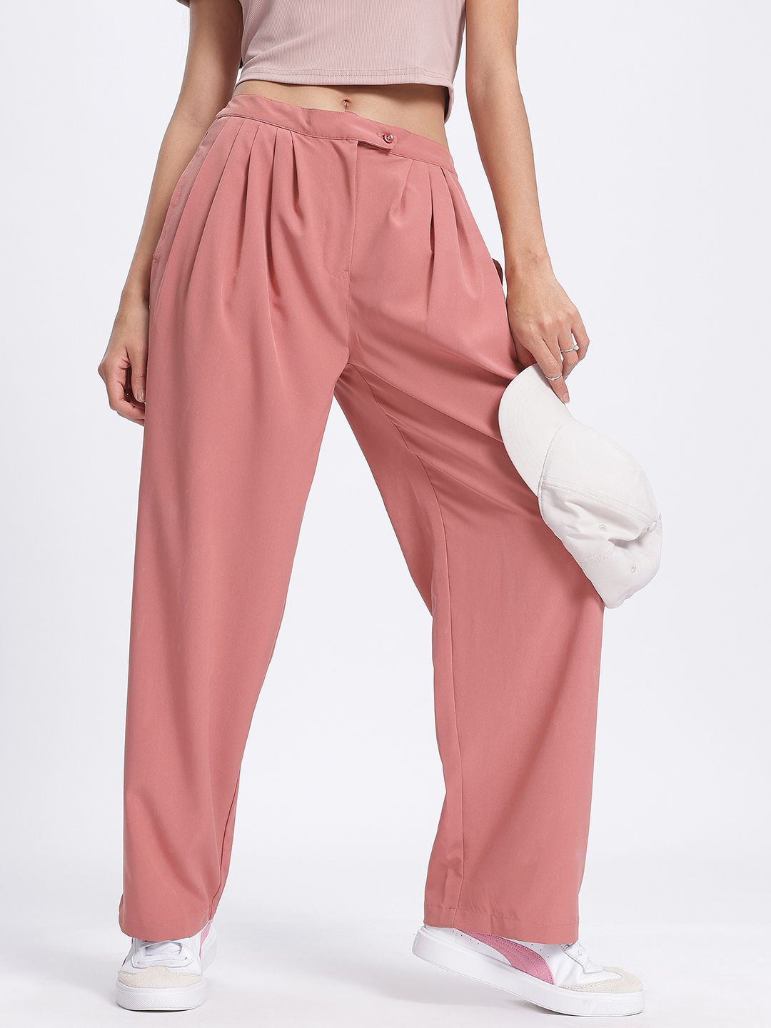 DressBerry Women Polished Pleats Regular Trouser