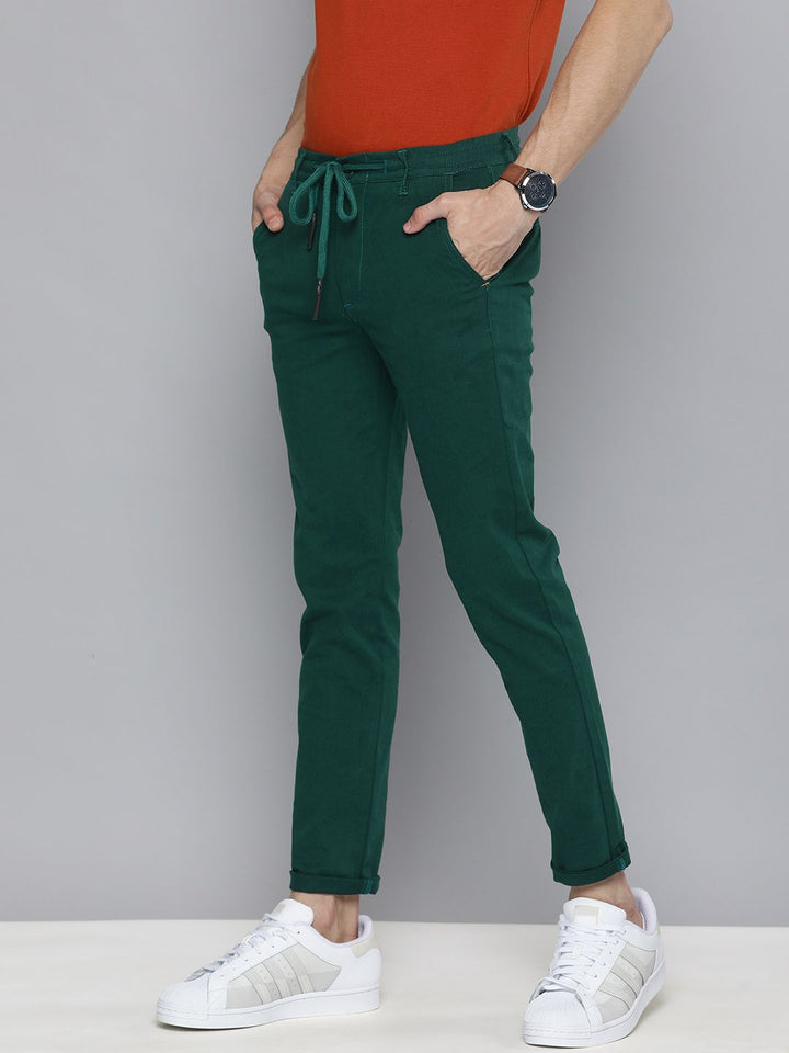 The Indian Garage Co Men Teal Slim Fit Chinos Trousers