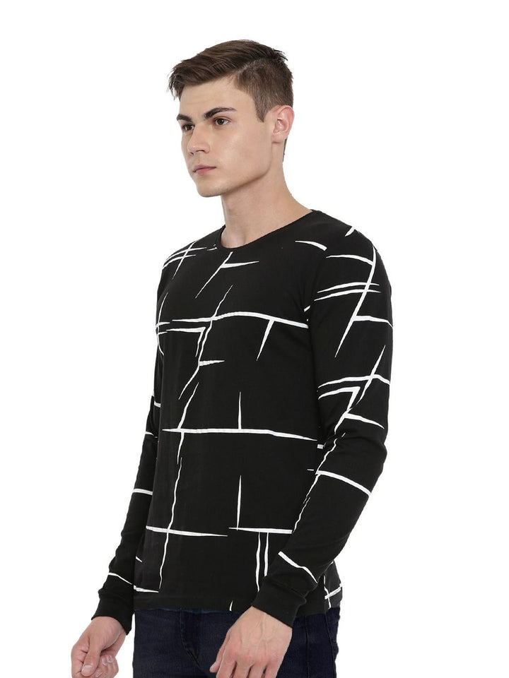 ADRO Men Abstract Printed Round Neck T-shirt