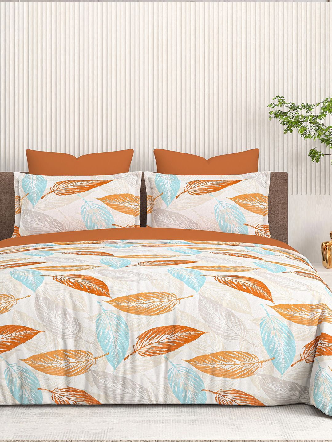 Cortina Glazed Cotton Yellow Paisley 140 TC King Bedsheet with 2 Pillow Covers