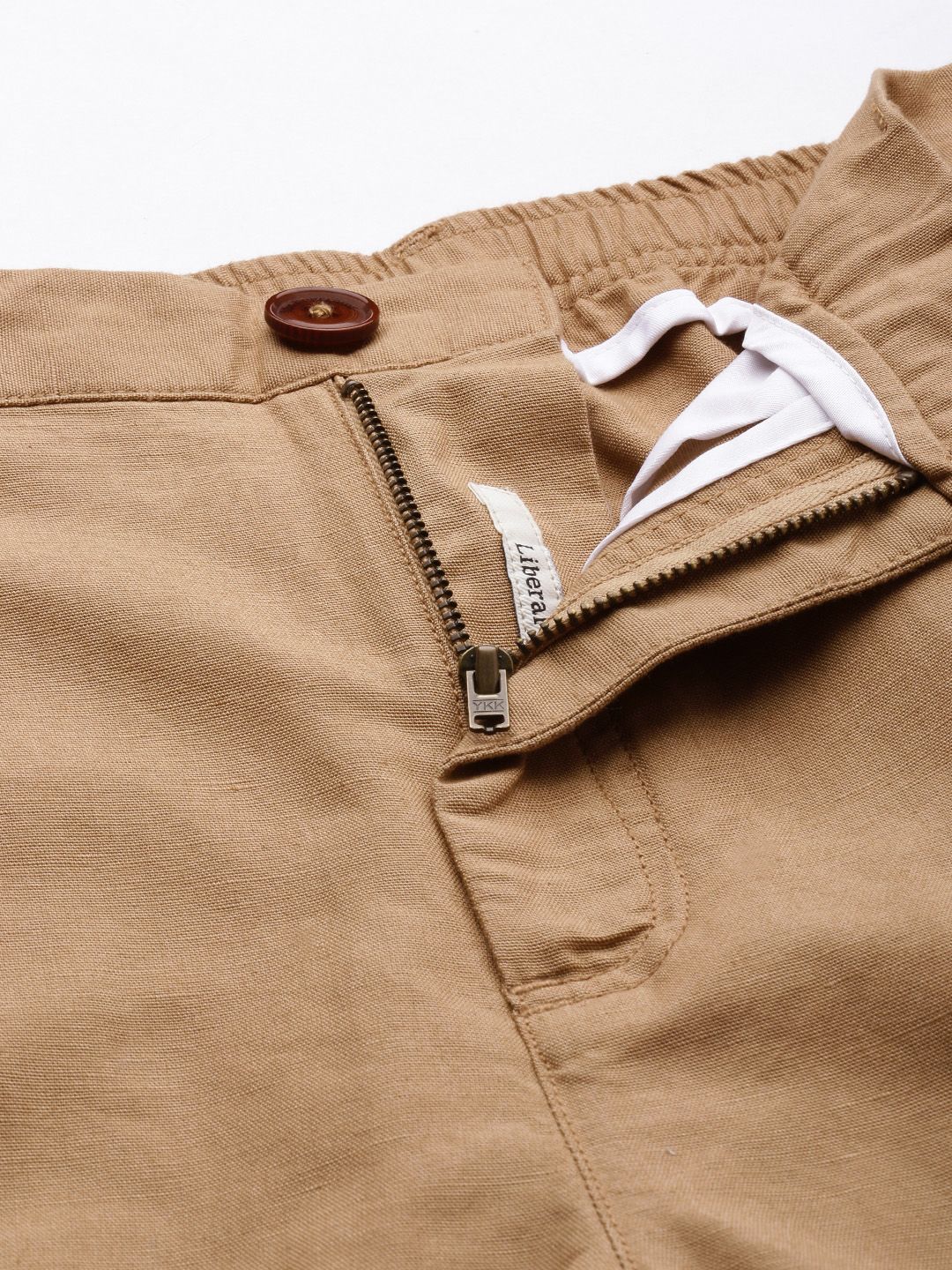Mr Bowerbird Men Camel Brown Liberal Fit Pleated Trousers