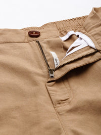 Mr Bowerbird Men Camel Brown Liberal Fit Pleated Trousers