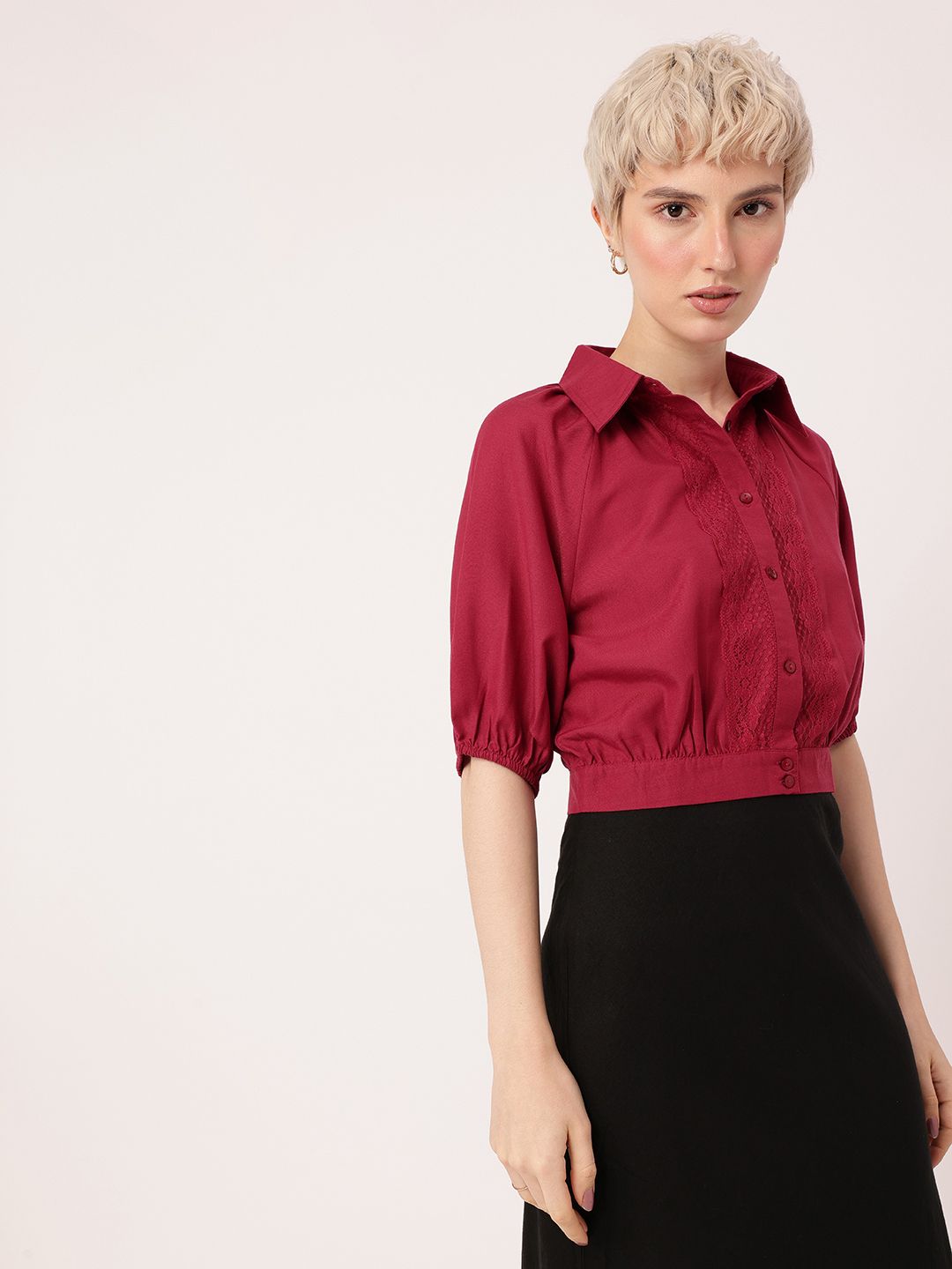 DressBerry Cute Femi Lace-y Love Crop Shirt