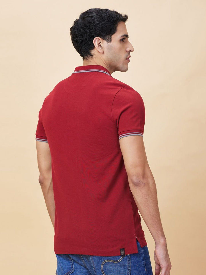 Being Human Men Solid Polo Collar Cotton T-shirt