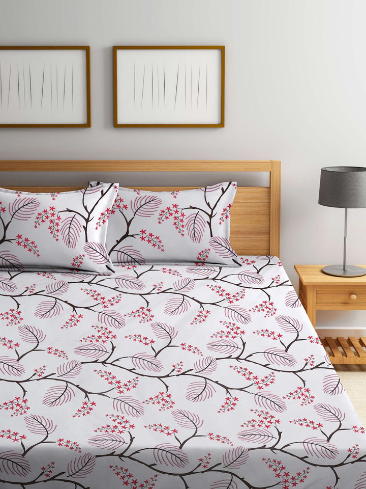 Myntra Elegant Homes White 300 TC Dilengkapi Cadar King dengan 2 Sarung Bantal-250X225 sm