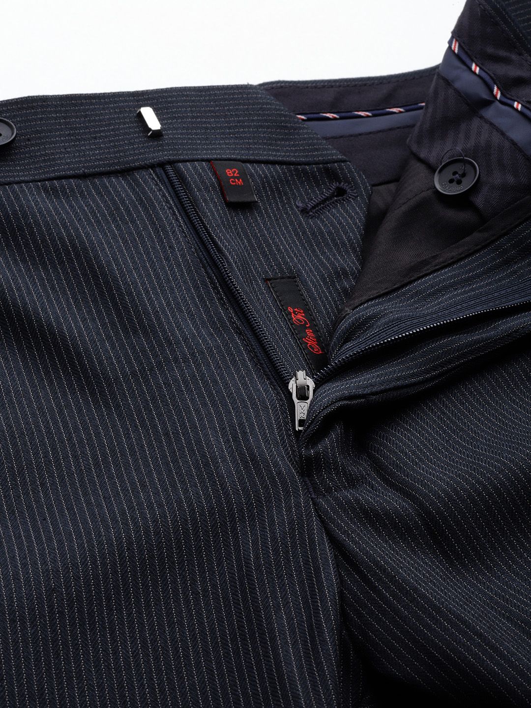 Raymond Men Striped Slim Fit Formal Trousers