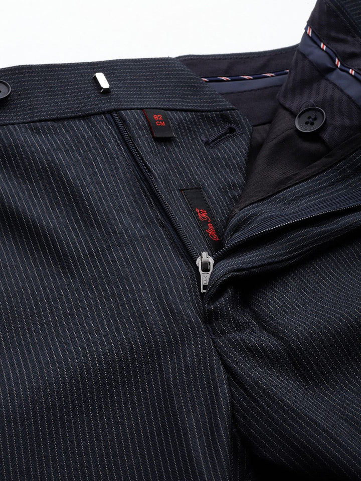 Raymond Men Striped Slim Fit Formal Trousers