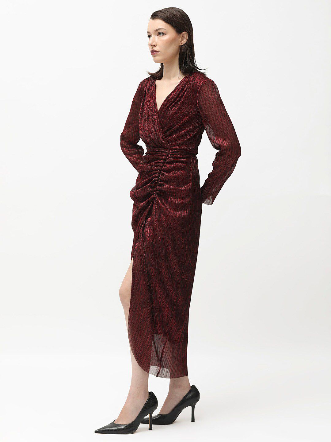RAREISM Embellished V-Neck Midi Sheath Dress
