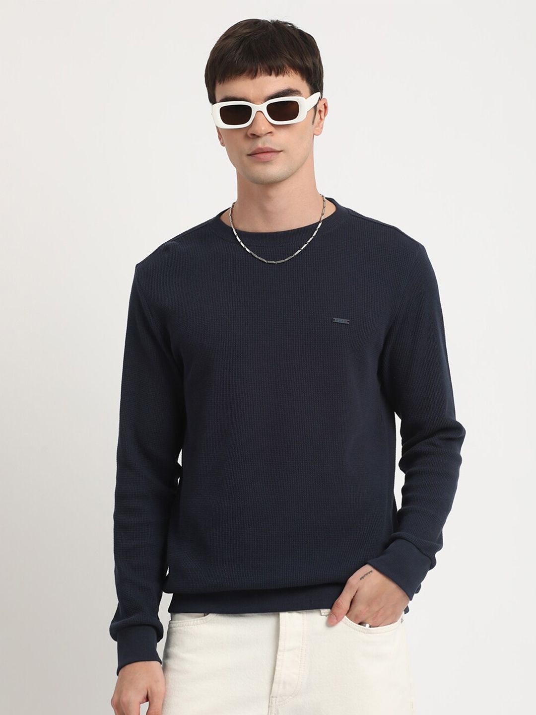 THE BEAR HOUSE Round Neck Pure Cotton Slim Fit T-shirt