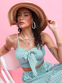 Tokyo Talkies Check Cut Out Cropped Fitted Top With Maxi Skirt
