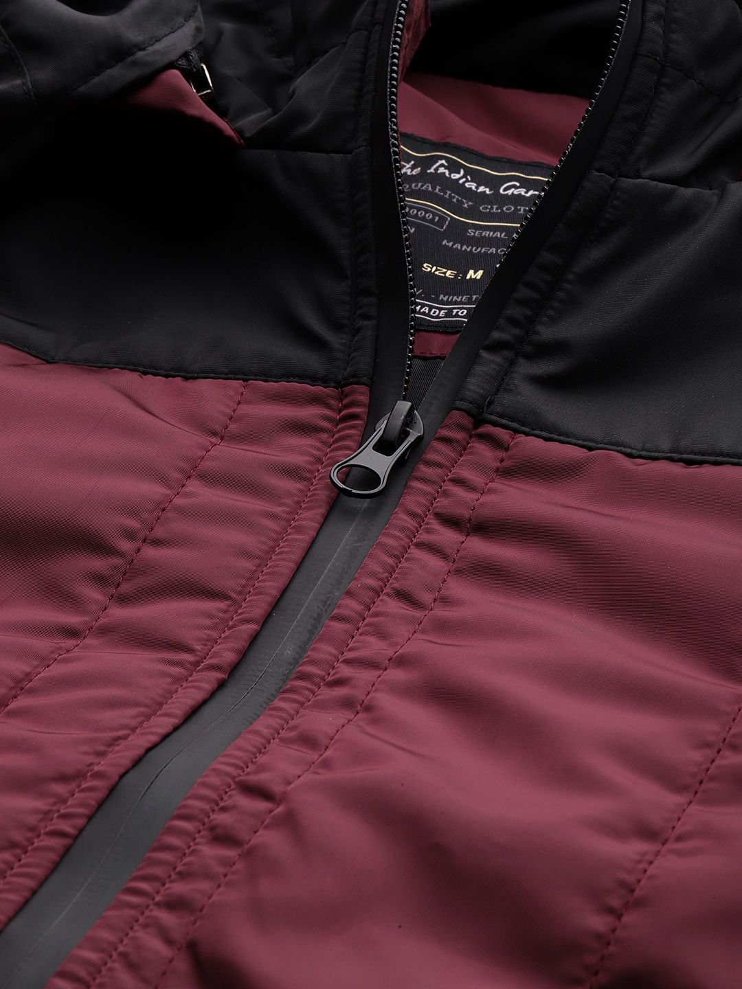 The Indian Garage Co Men Pink Black Colourblocked Padded Jacket