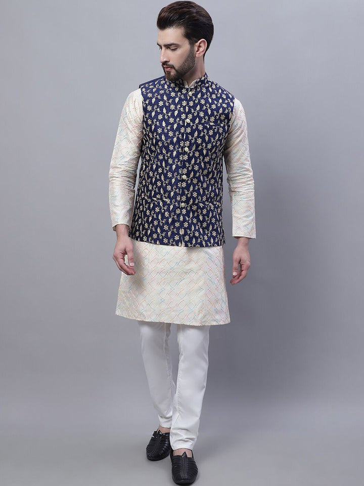 SOJANYA Embroidered Thread Work Kurta and churidar with Nehru Jacket