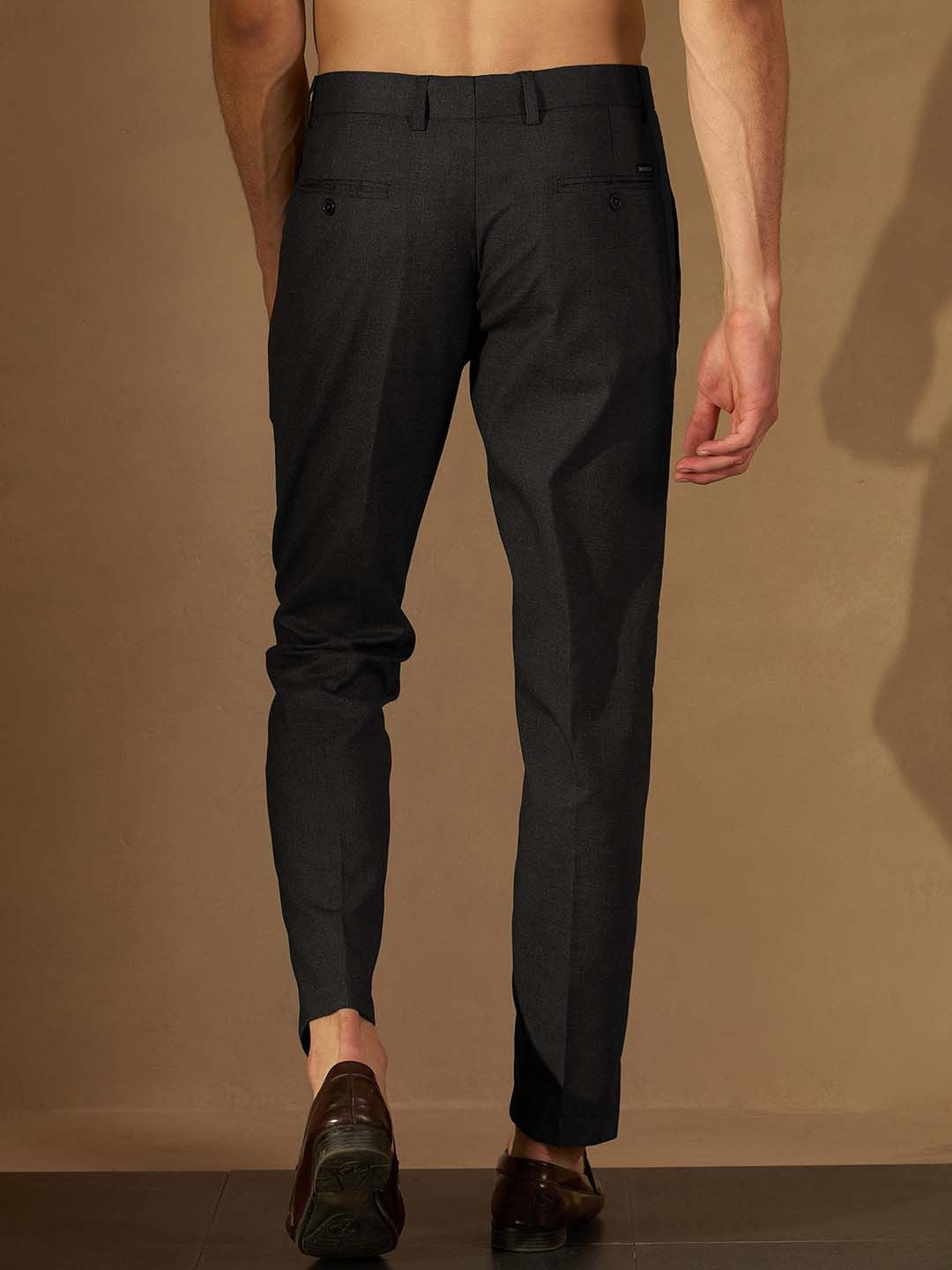 DENNISON Men Smart Tapered Fit Easy Wash Formal Trousers